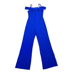 PRIVY privately privileged royal blue jumpsuit sz large off the shoulder/straps